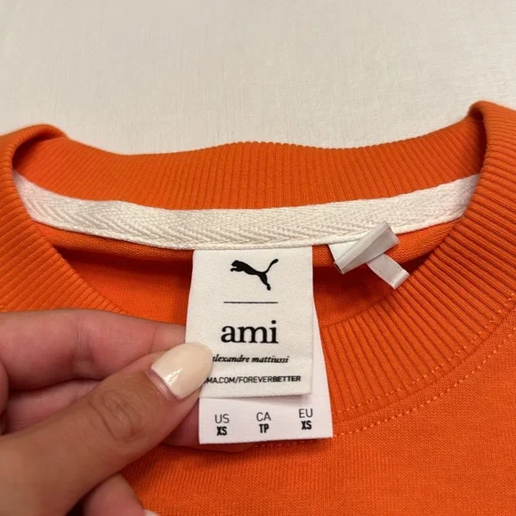 PUMA X AMI Co-branded T-shirt Unisex Bright Orange - Picture 4 of 5